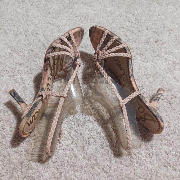 SAM EDELMAN 'Pankin' Seashell Pink Braided Strappy Slingback Heeled Sandals - Picture 7 of 12